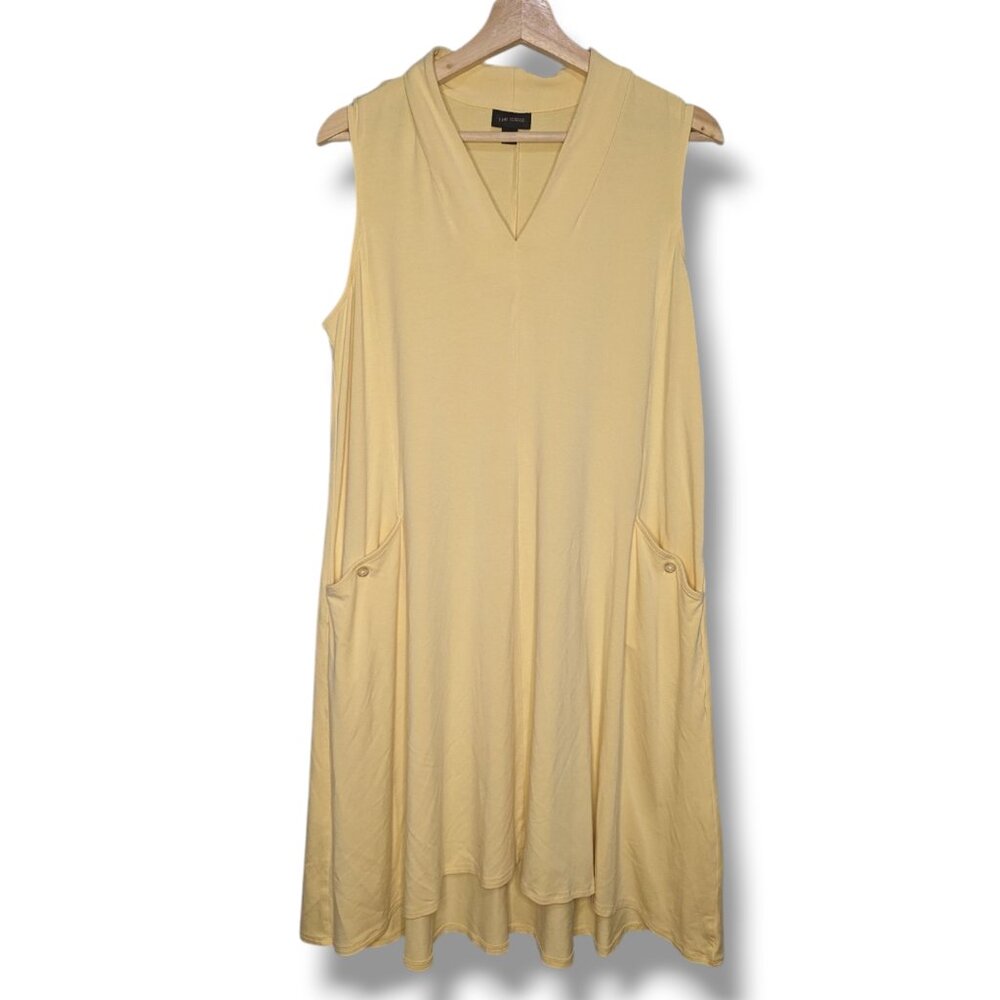 J Jill Dress Women Large P Sleeveless Stretch Wearever Collection Butter Yellow